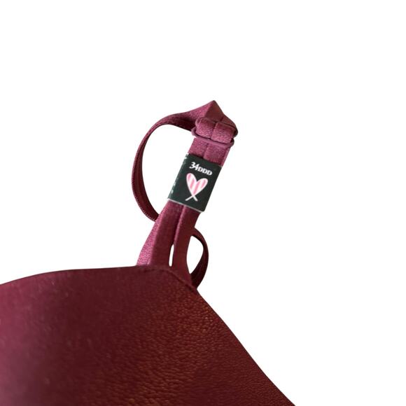 VS Victoria's Secret Burgundy Gold Metallic Lined Demi Bra Women's Size 34DDD - Picture 3 of 8